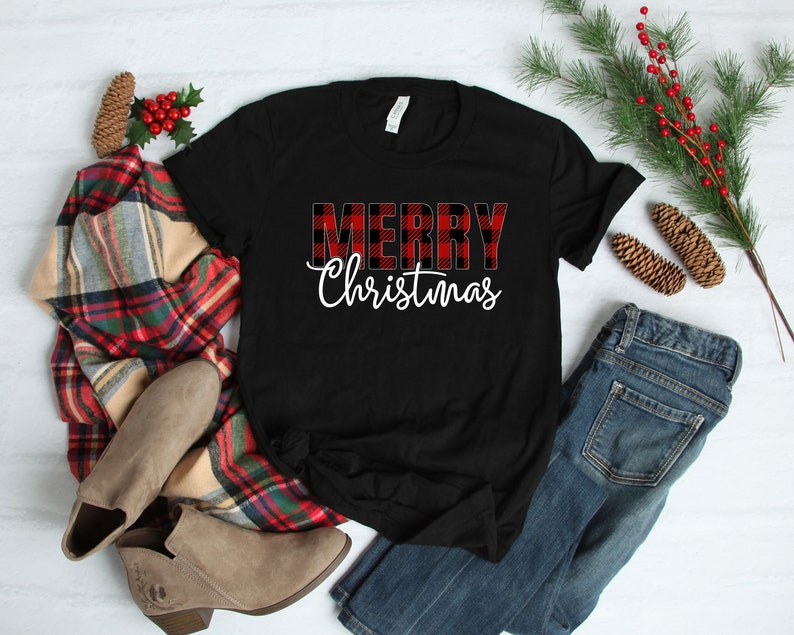 Buffalo Plaid Shirt, Merry Christmas Shirt, Christmas Shirt