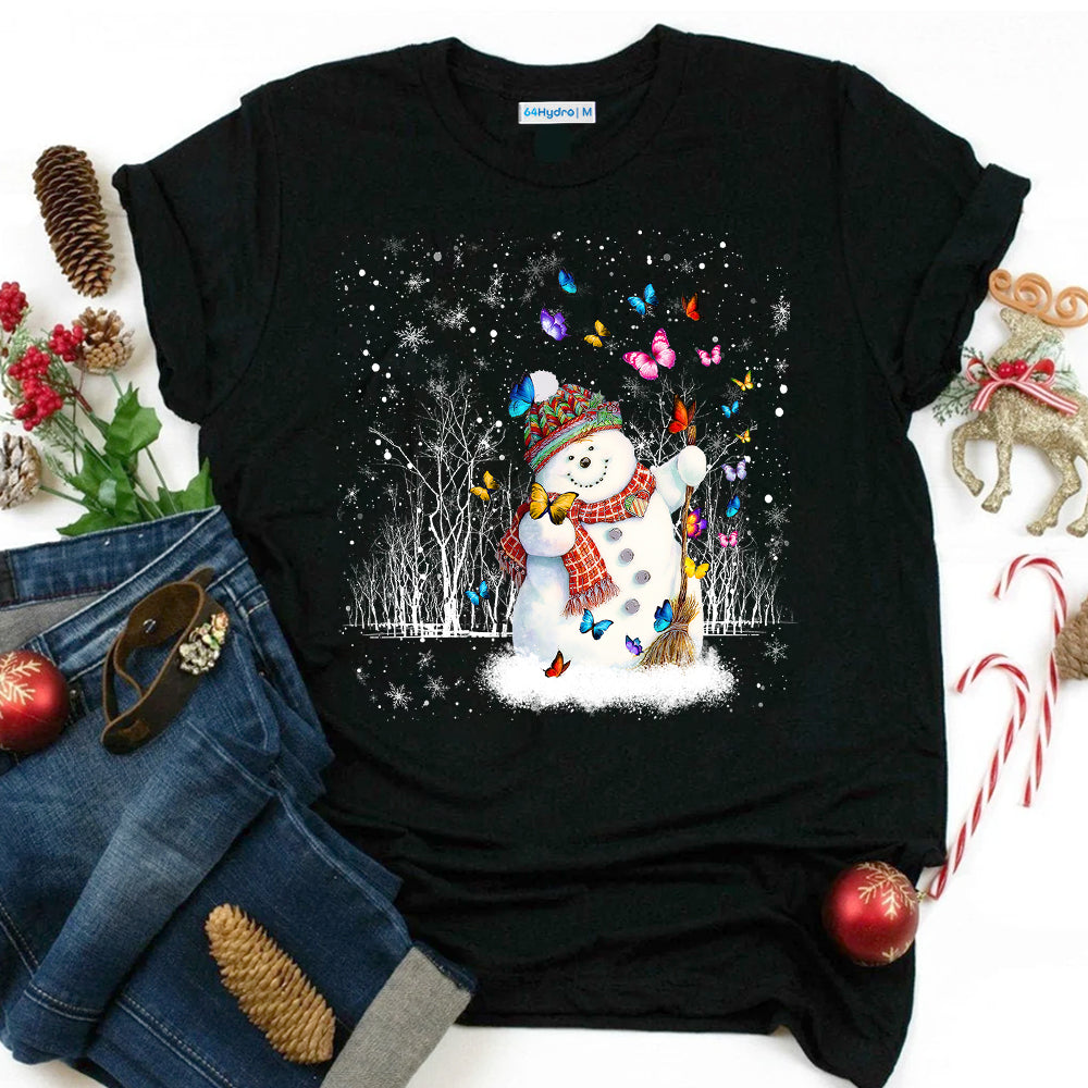 Butterfly Christmas Snowman Dark Classic T Shirt