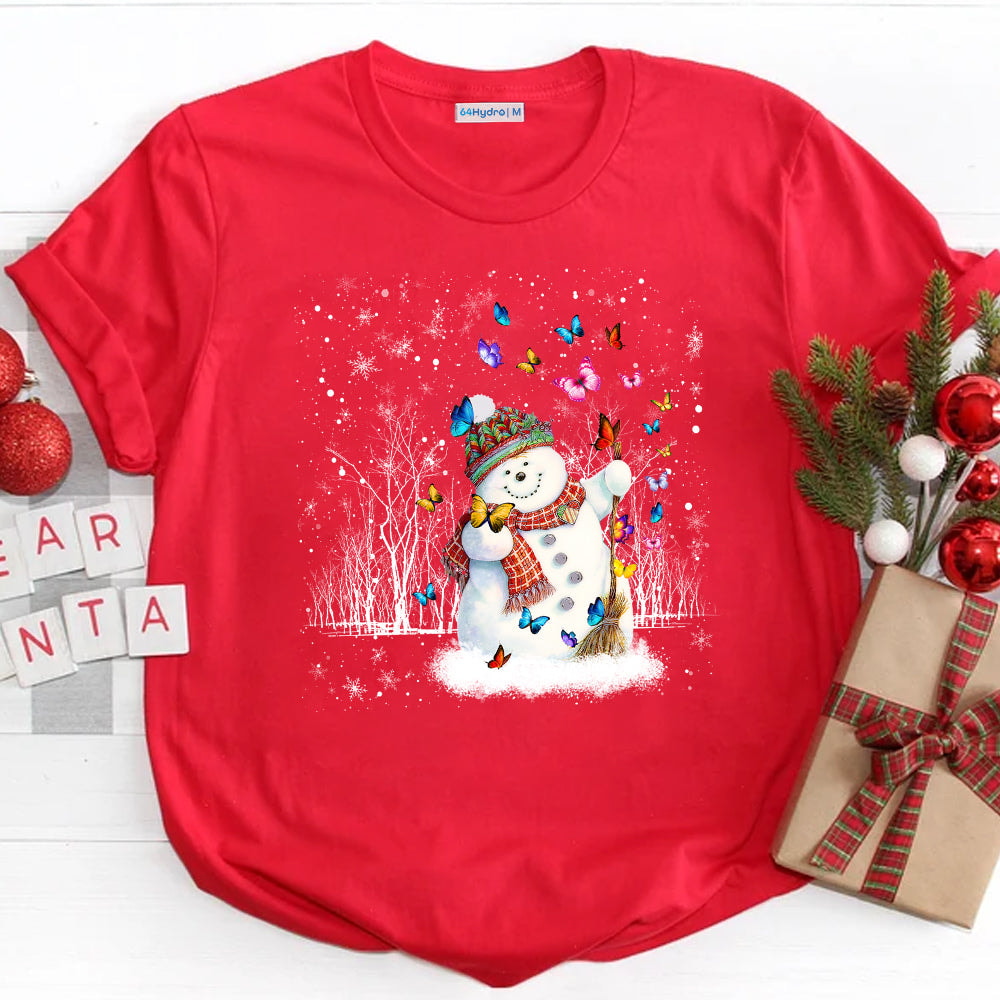 Butterfly Christmas Snowman Dark Classic T Shirt
