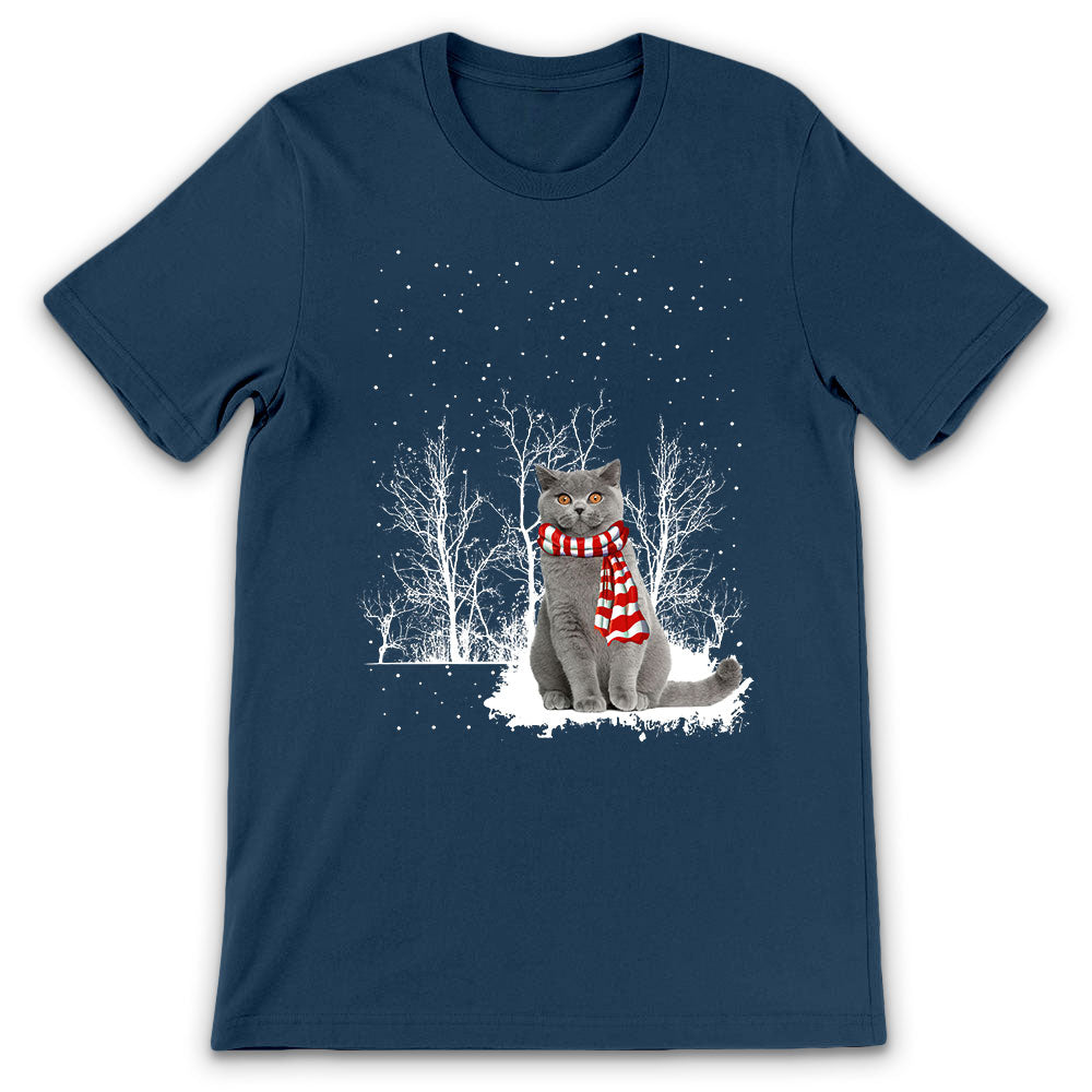 Cat Christmas Snowy Dark Classic T Shirt