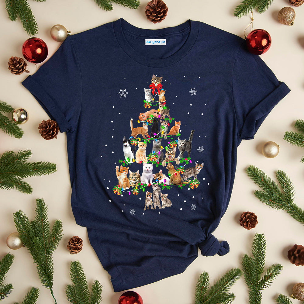 Cat Christmas Tree Dark Classic T Shirt