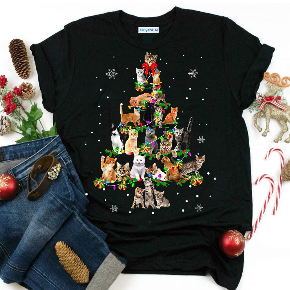 Cat Christmas Tree Dark Classic T Shirt