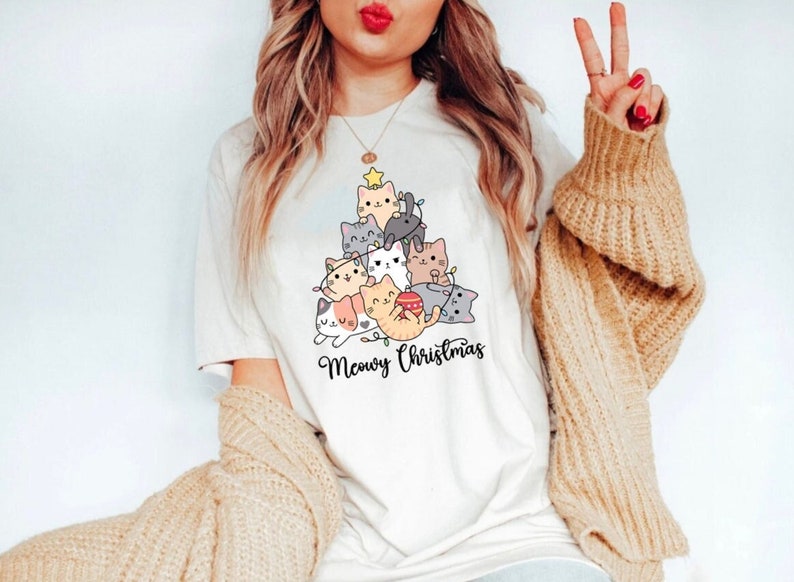 Christmas Cat Sweatshirt, Cat Lover Gift