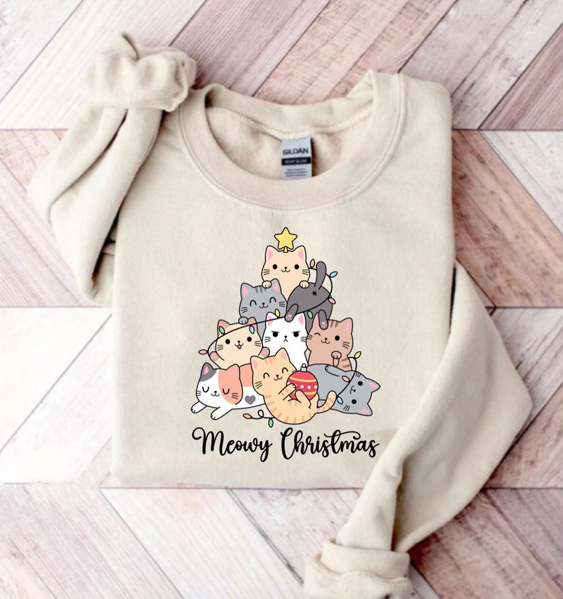 Christmas Cat Sweatshirt, Cat Lover Gift