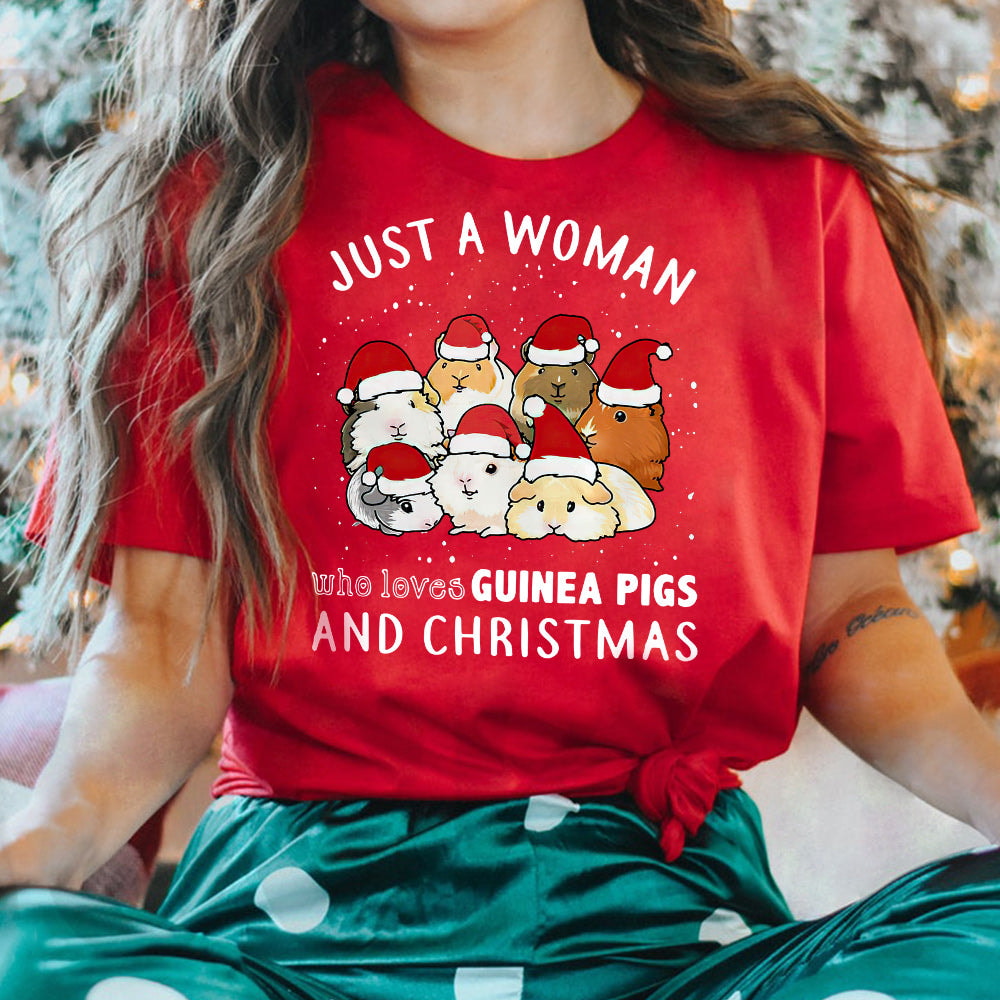 Christmas Just A Woman Who Loves Guinea Pigs Dark Classic T Shirt