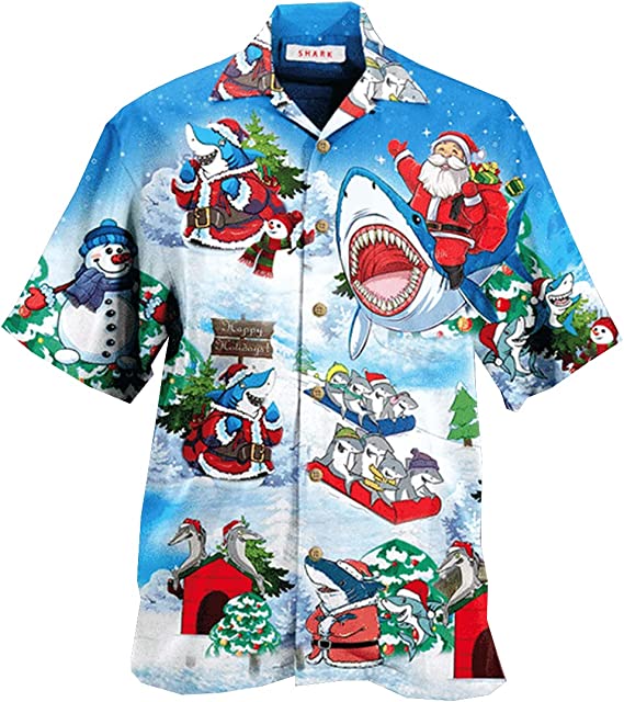 Christmas Shark Hawaiian Shirts Men