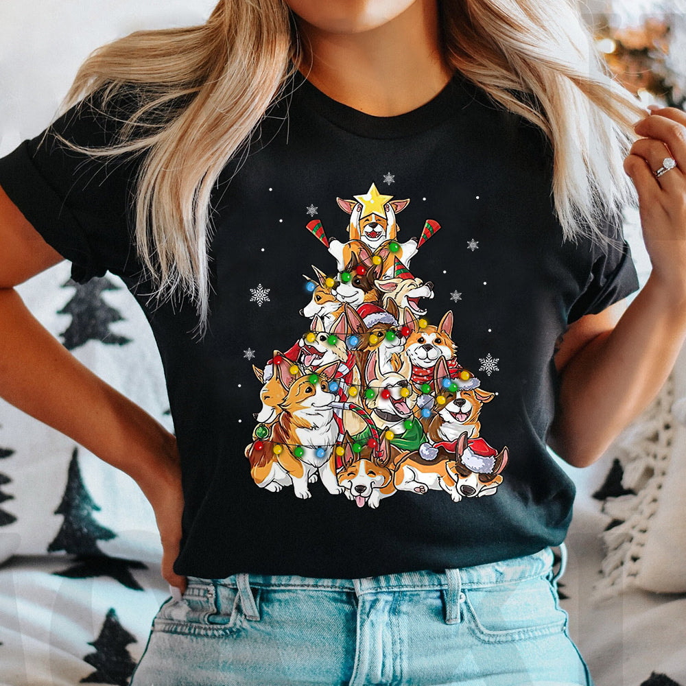 Corgi Christmas Tree Dark Classic T Shirt