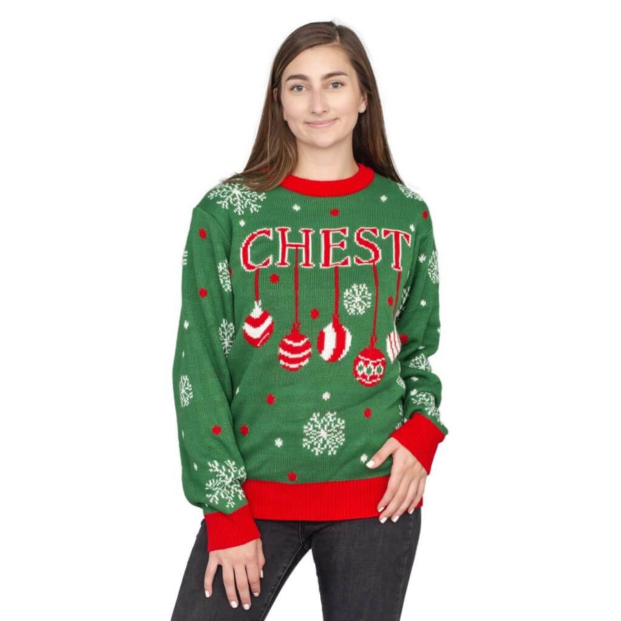 Women's Chest Snowflakes Christmas Tree Ugly Christmas Sweater