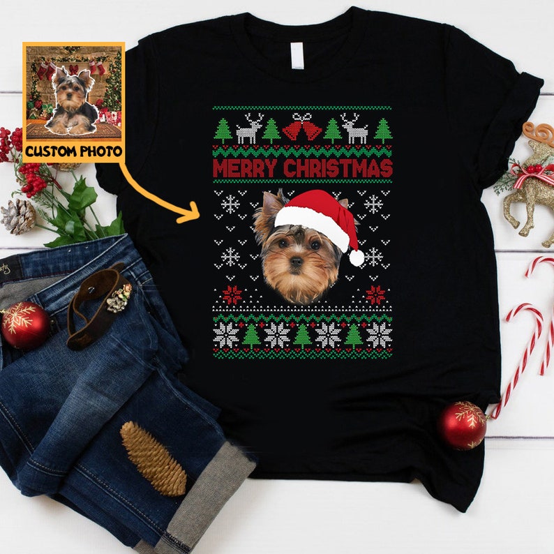 Custom Photo Christmas Ugly Dog Cat Shirt