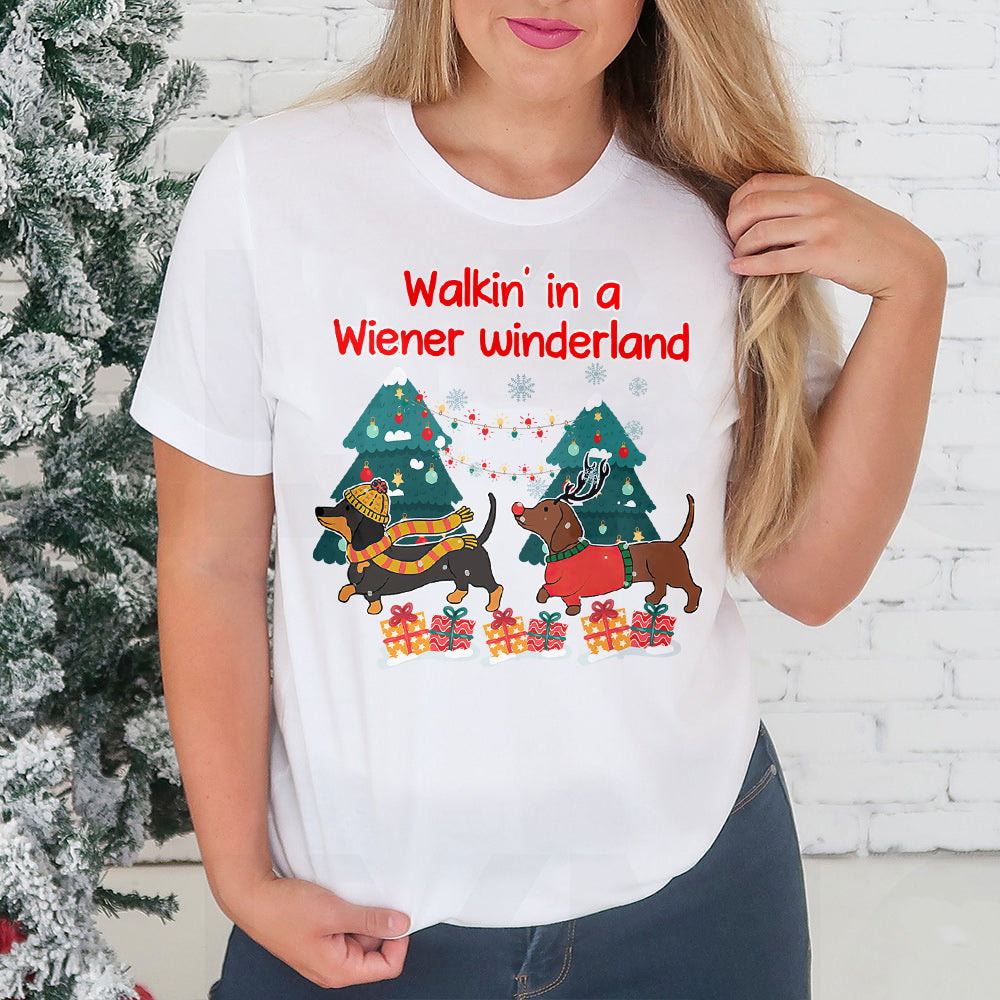 Dachshund Christmas Wonderland Dark Classic T Shirt
