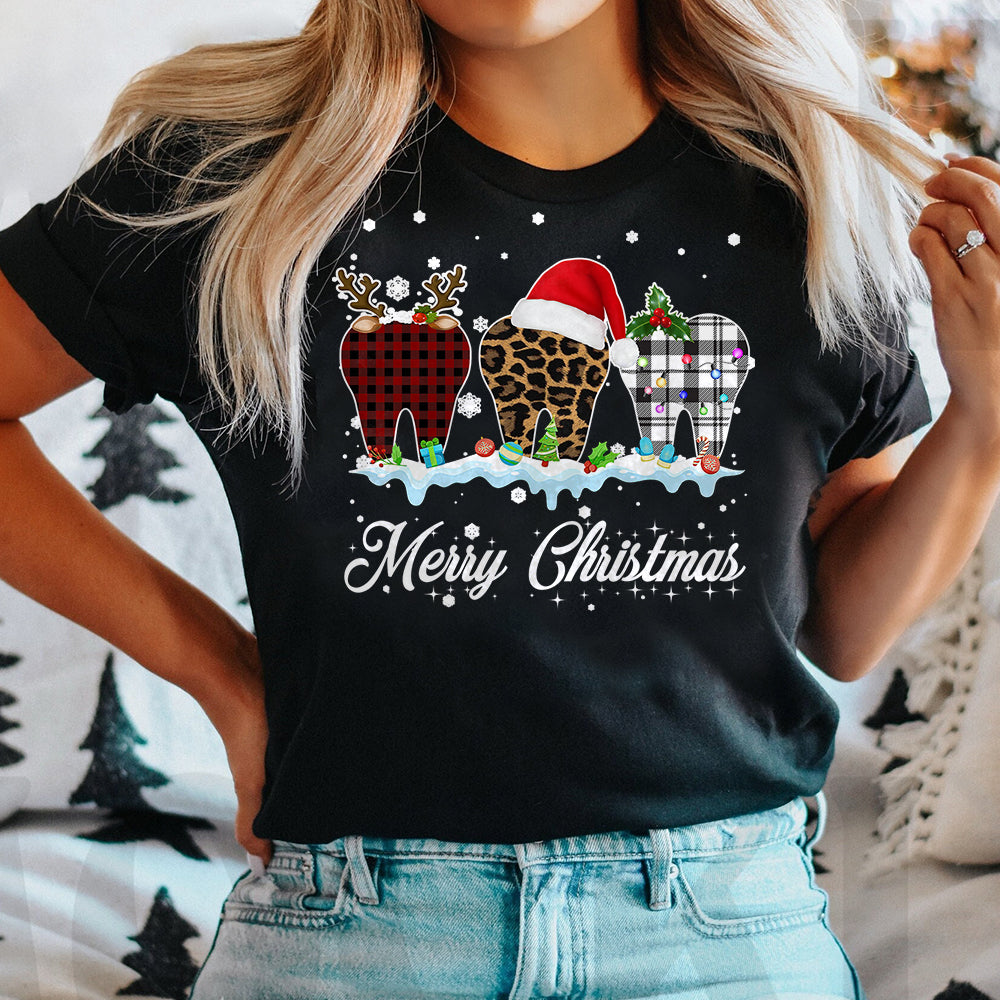 Dentist Christmas Leopard Dark Classic T Shirt