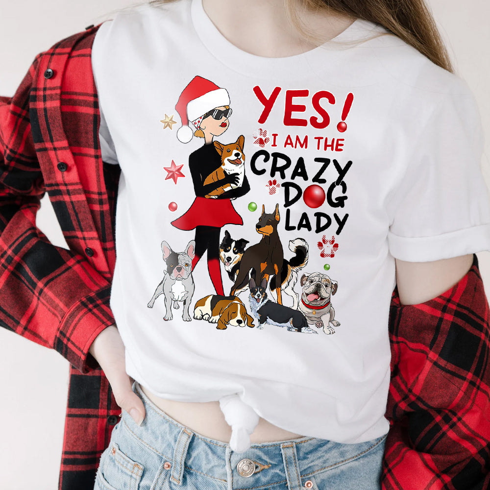 Dog Christmas Crazy Dog Mom Light Classic T Shirt