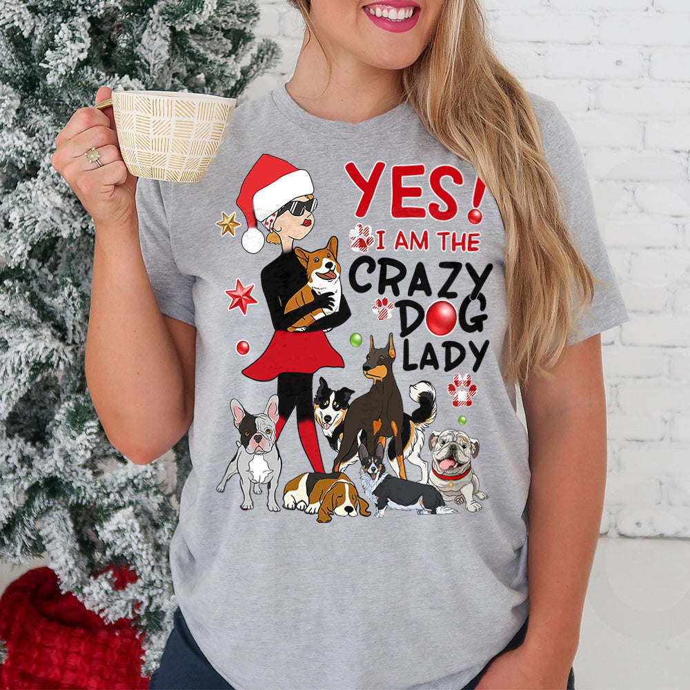 Dog Christmas Crazy Dog Mom Light Classic T Shirt