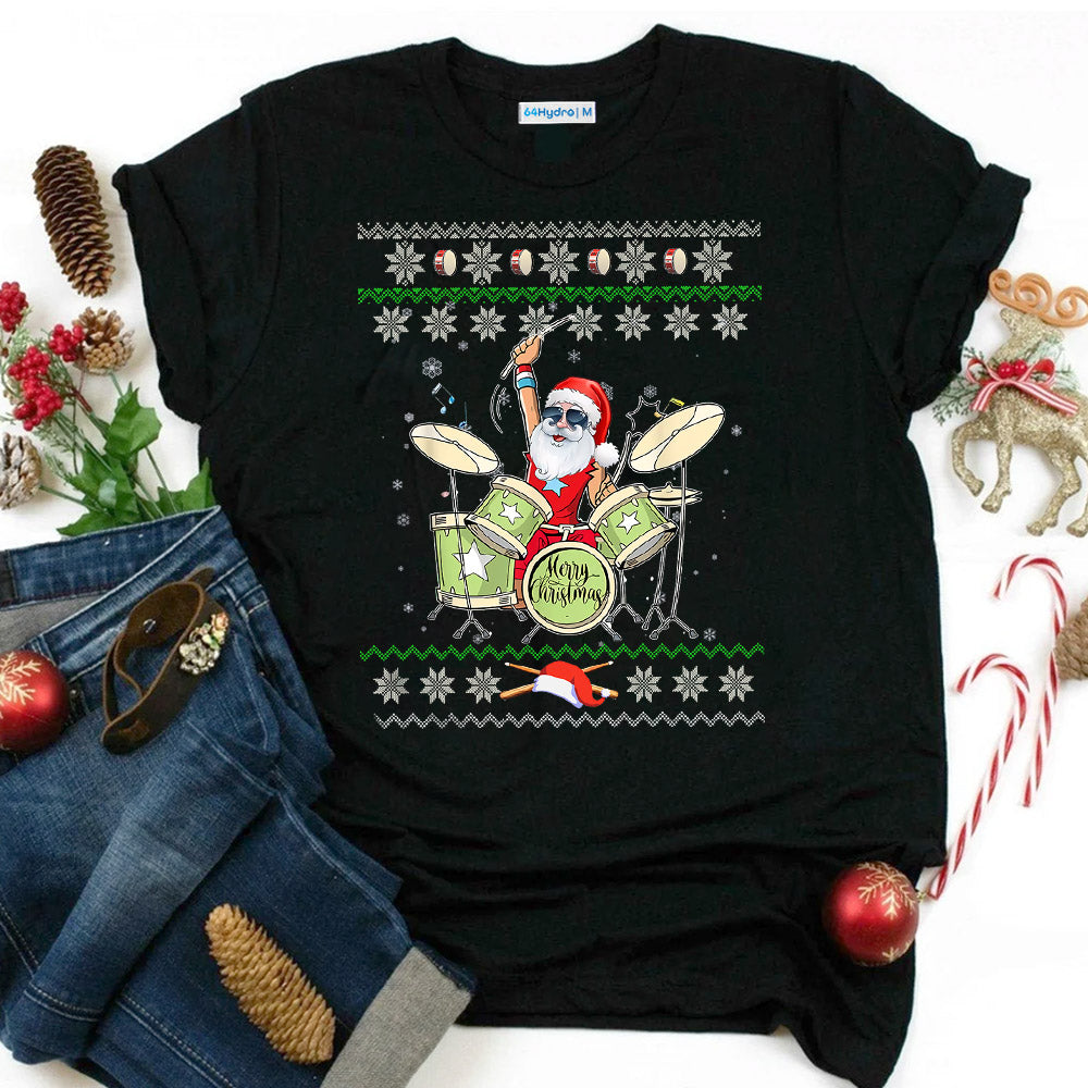 Drum Christmas Santa Drumer Dark Classic T Shirt