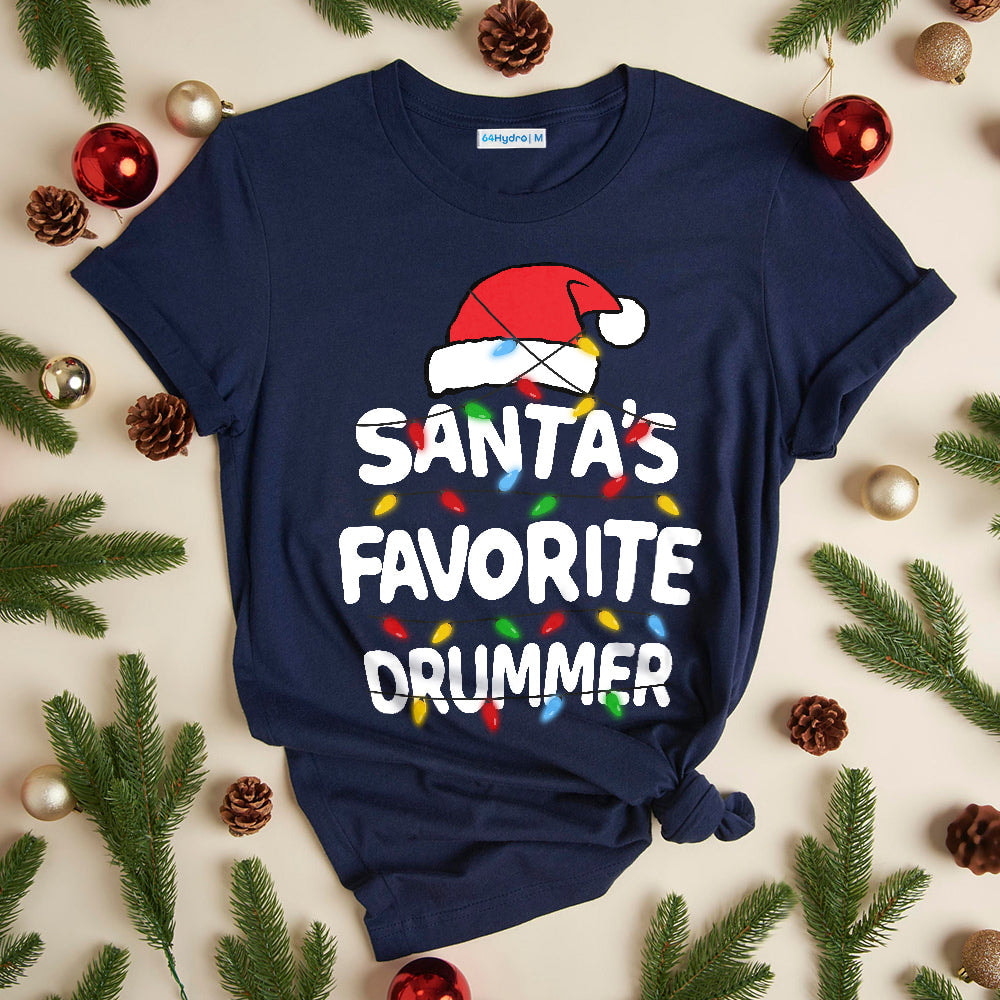 Drum Christmas Santa Favorite Drummer Dark Classic T Shirt