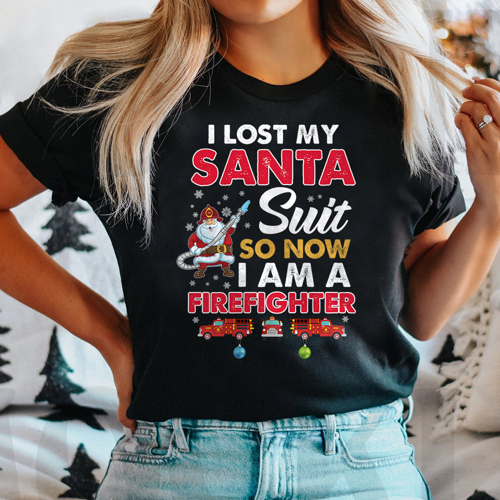 Firefighter Lost Christmas Dark Classic T Shirt