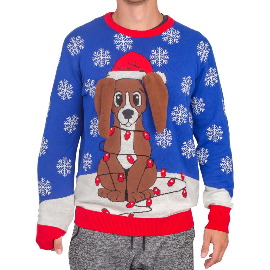 Flappy Dog Animated Puppy Ears Ugly Christmas Sweater | StirTshirt