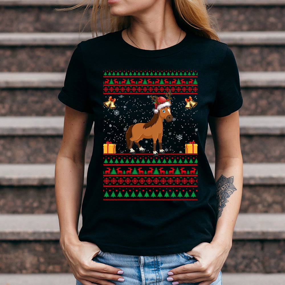 Funny Horse Christmas Dark Classic T Shirt