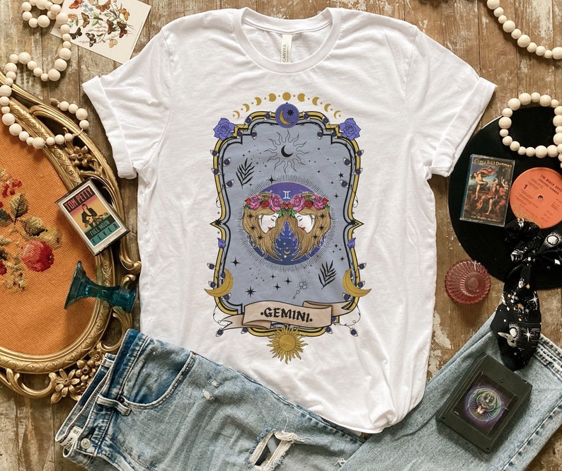 Gemini Zodiac Shirt, Celestial Zodiac Tee