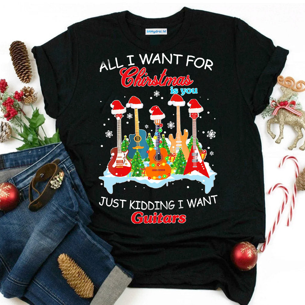 Guitar Christmas All I Want For Christmas Dark Classic T Shirt