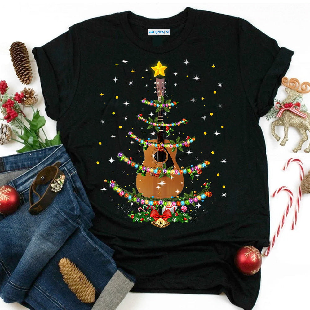 Guitar Christmas Tree Light Dark Classic T Shirt