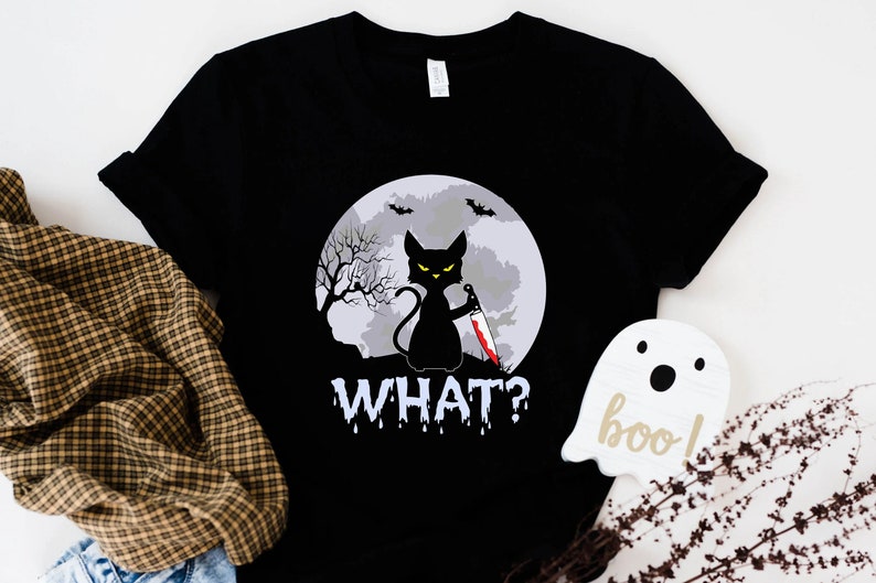 Halloween Cat Shirt, Cute Ghost