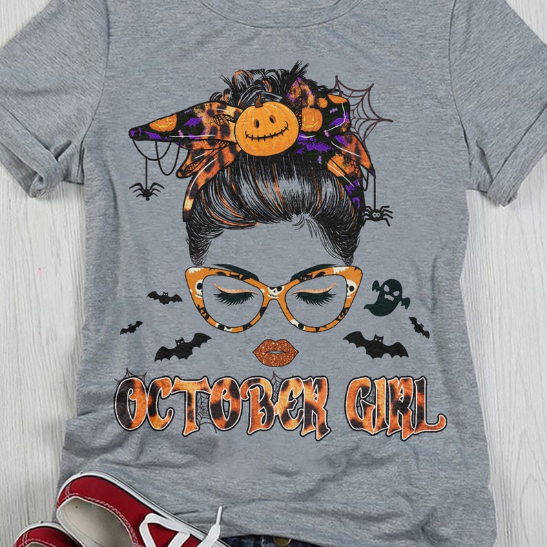 Halloween Messy Bun Glasses October Girl