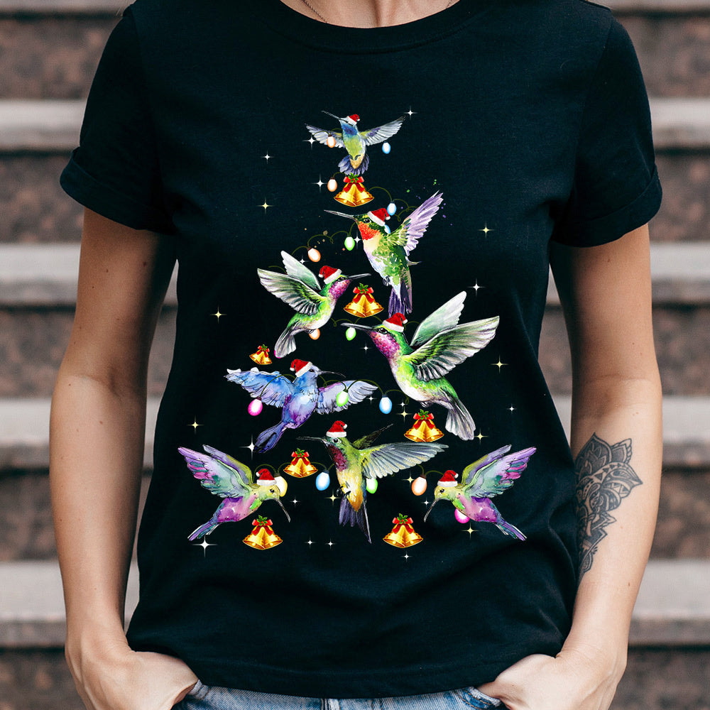 Hummingbird Christmas Tree Light Dark Classic T-Shirt