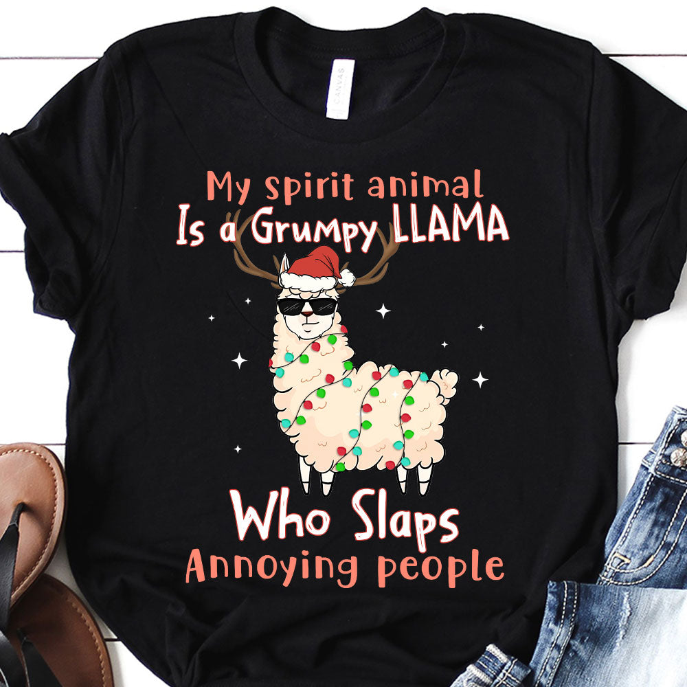 Llama Spirit Animal Christmas Dark Classic T Shirt