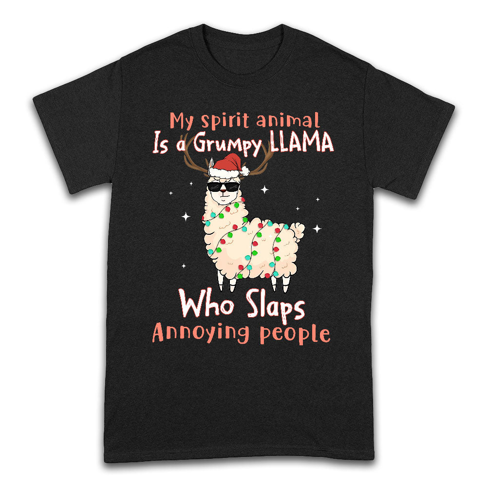 Llama Spirit Animal Christmas Dark Classic T Shirt