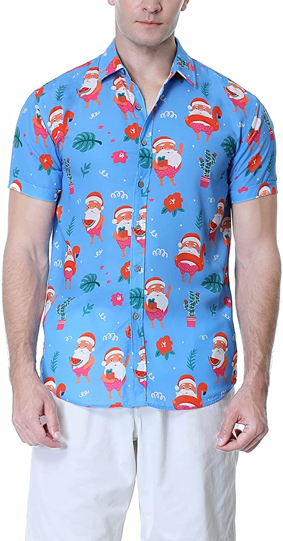 Men Short Sleeve Aloha Beach Shirt Floral Summer