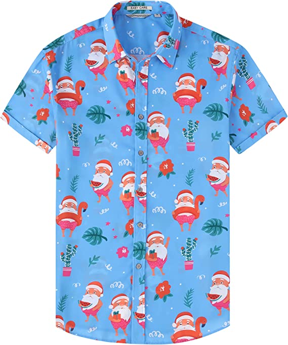 Men Short Sleeve Aloha Beach Shirt Floral Summer