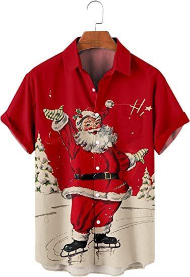 Merry Christmas Shirt Men Short Sleeve Summer