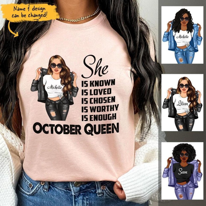 October Girl She Is Chosen Shirt Personalized