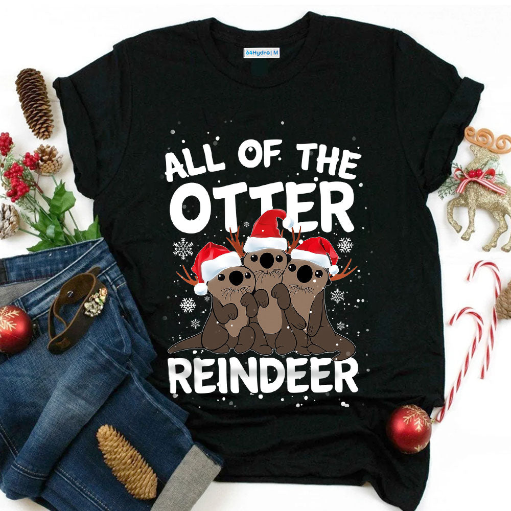 Otter Christmas Reindeer Dark Classic T Shirt