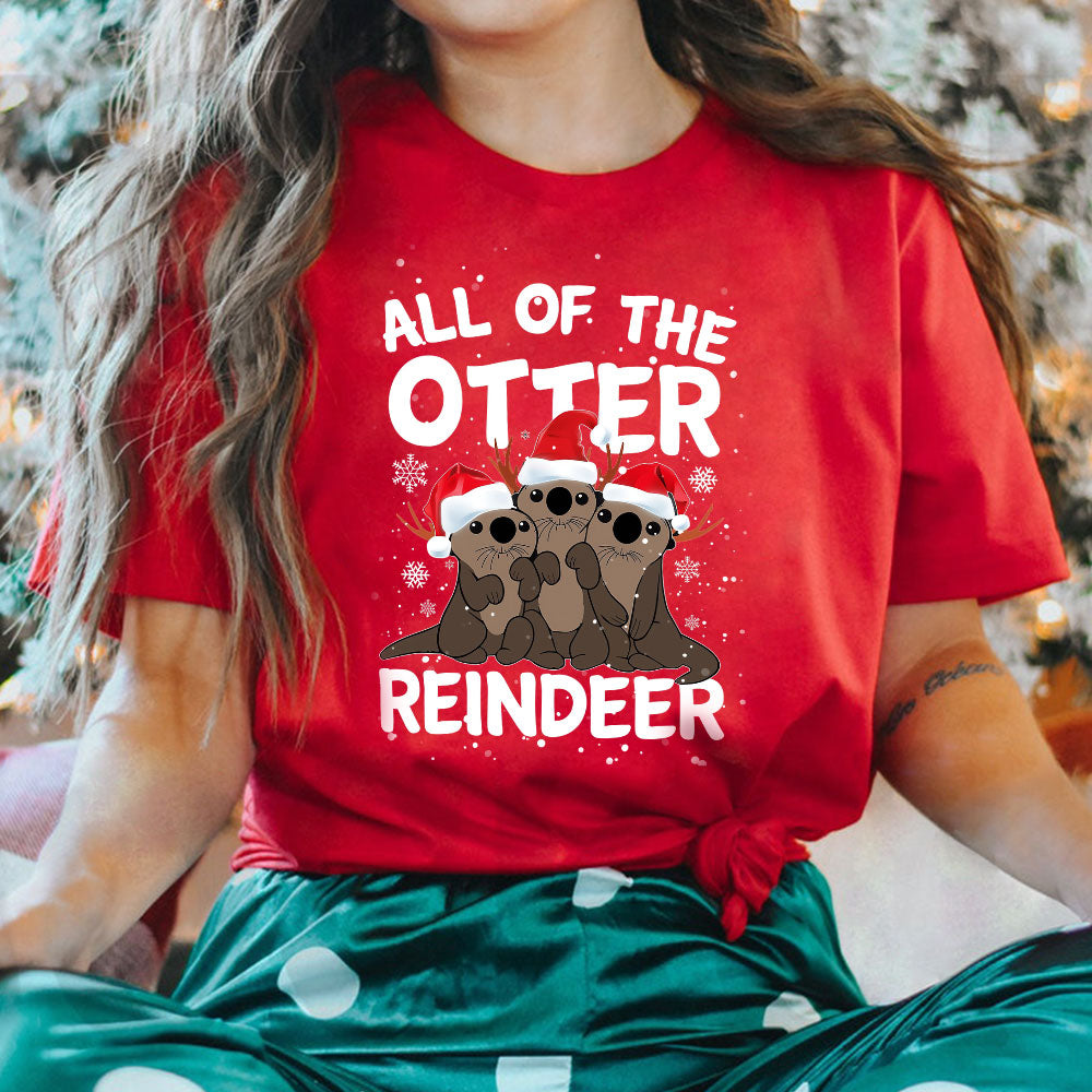 Otter Christmas Reindeer Dark Classic T Shirt