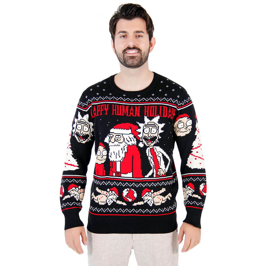 Rick and Morty Happy Human Holiday Ugly Christmas Sweater