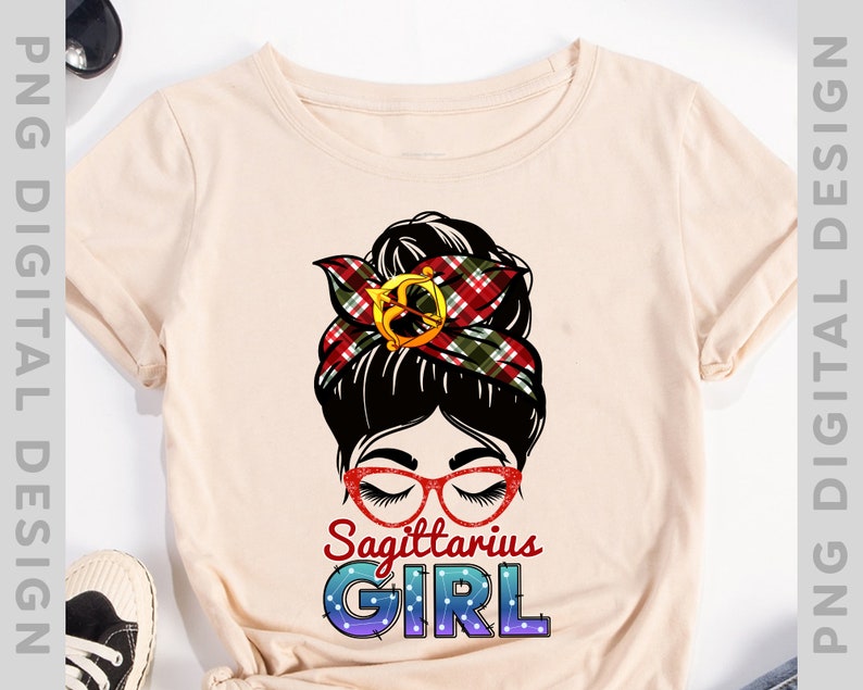 Sagittarius Girl Messy Bun T-Shirt