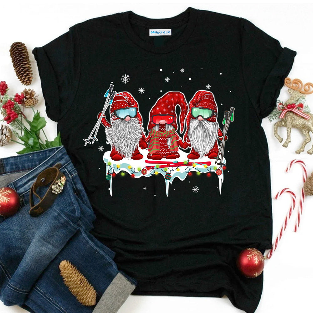 Skiing Christmas Gnome Dark Classic T Shirt