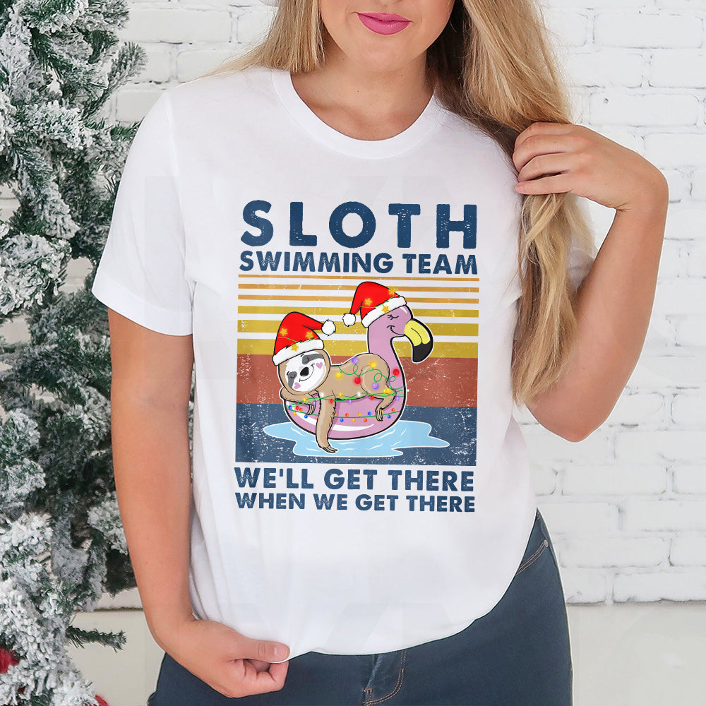 Swimming Sloth Team Christmas Light Classic T Shirt