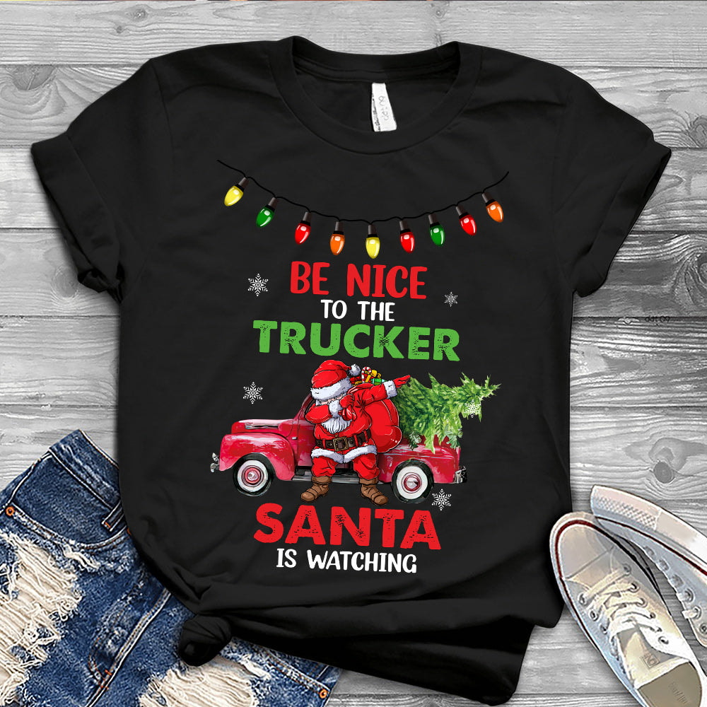 Trucker Santa Christmas Dark Classic T Shirt