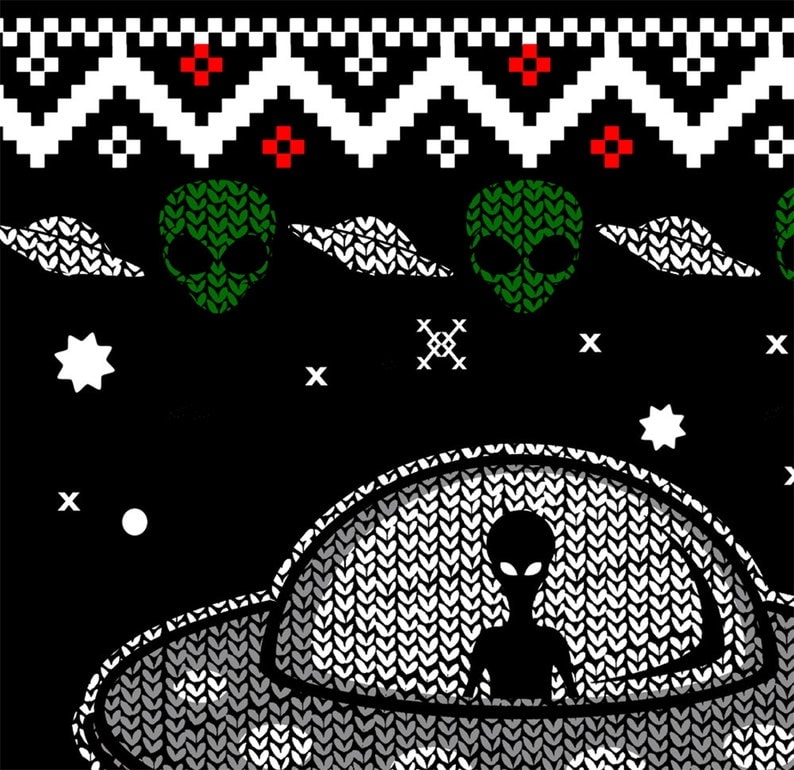 UFO Ugly Christmas Sweater Alien