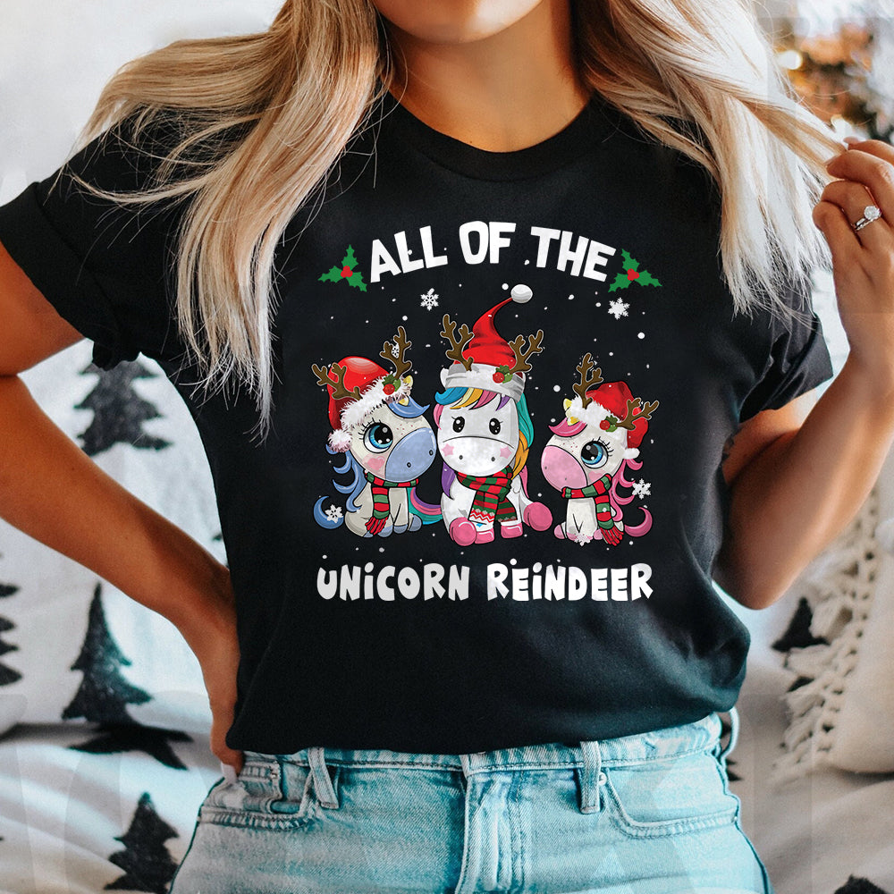 Unicorn Christmas All Of Reindeer Dark Classic T Shirt