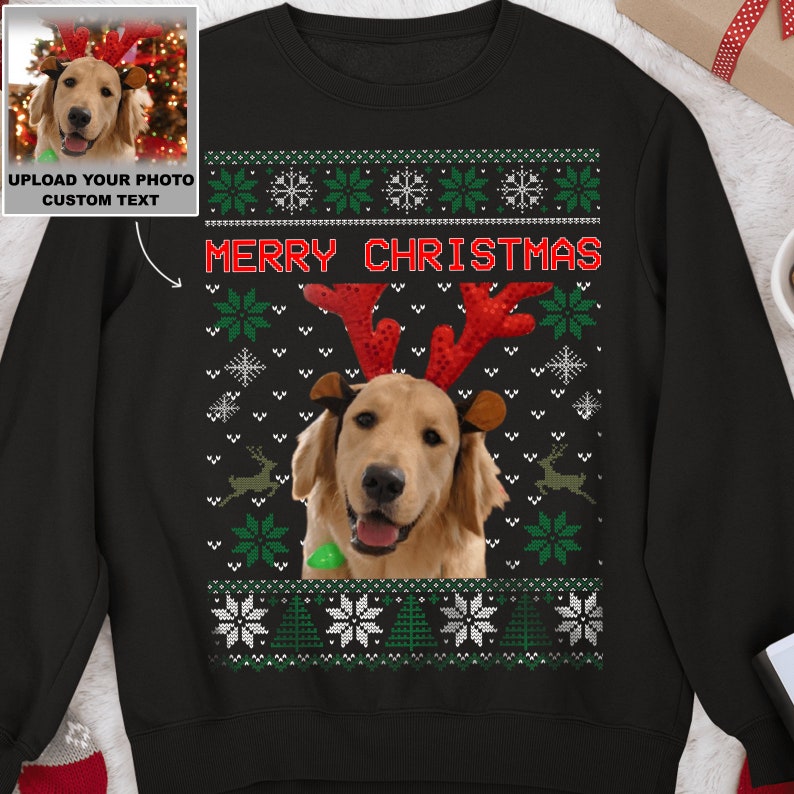 Upload Photo Christmas Ugly Dog Cat Sweatshirt