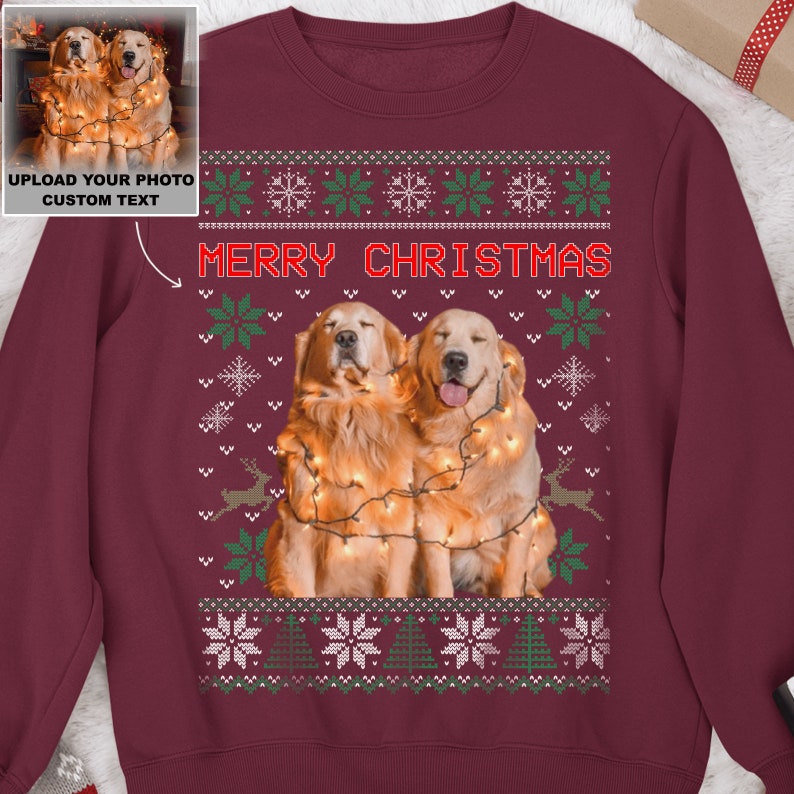 Upload Photo Christmas Ugly Dog Cat Sweatshirt