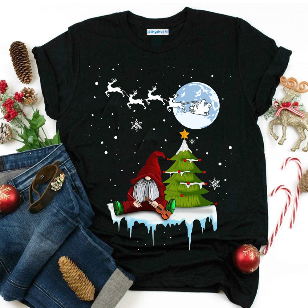 Violin Christmas Gnome Dark Classic T Shirt
