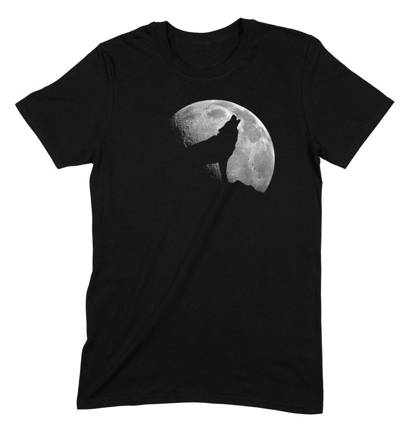 Wolf and Full Moon Silhouette Howling Men's T Shirt