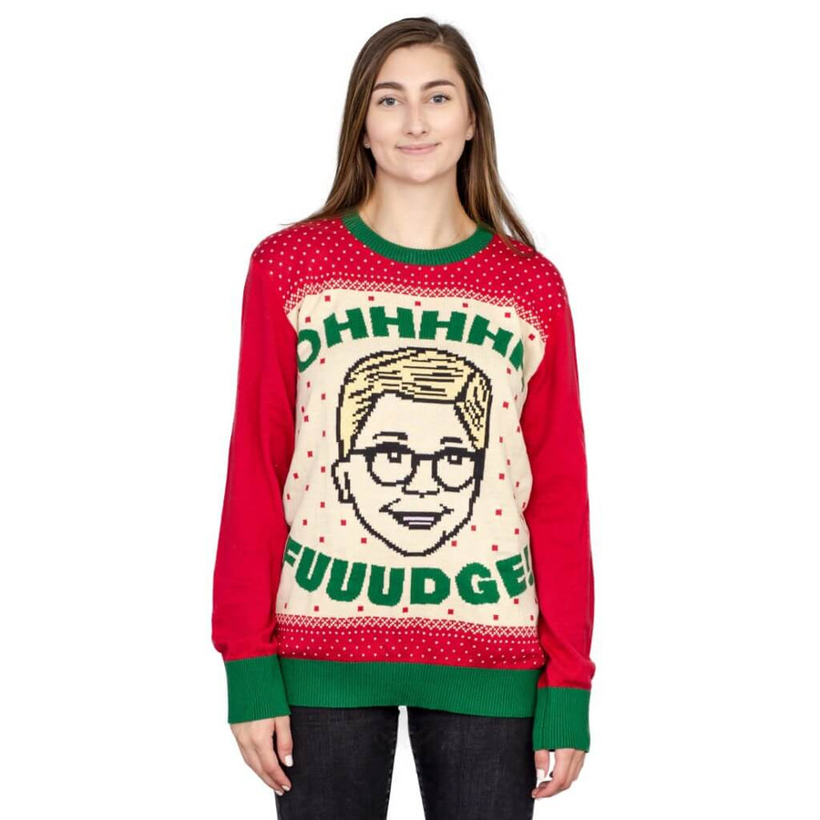 Womens A Christmas Story Ohhhh Fuuudge Ralphie Ugly Christmas Sweater Stirtshirt 
