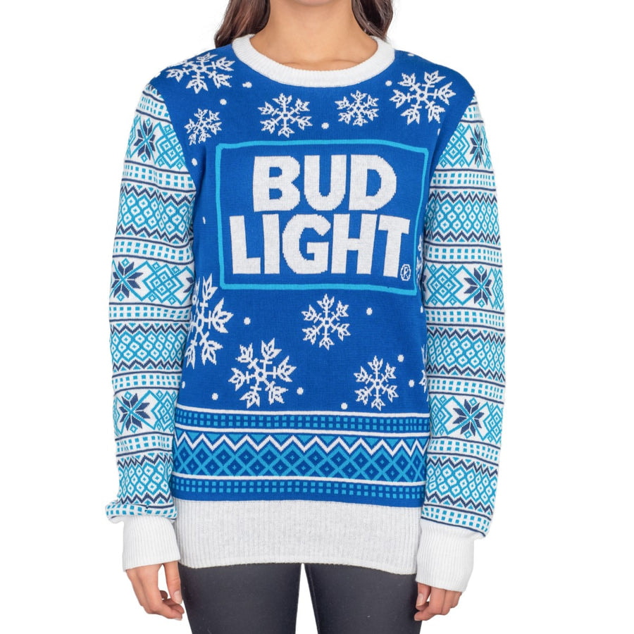 Women's Bud Light Beer Ugly Christmas Sweater