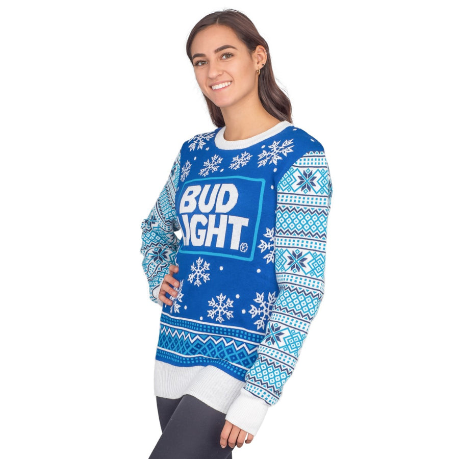 Women's Bud Light Beer Ugly Christmas Sweater